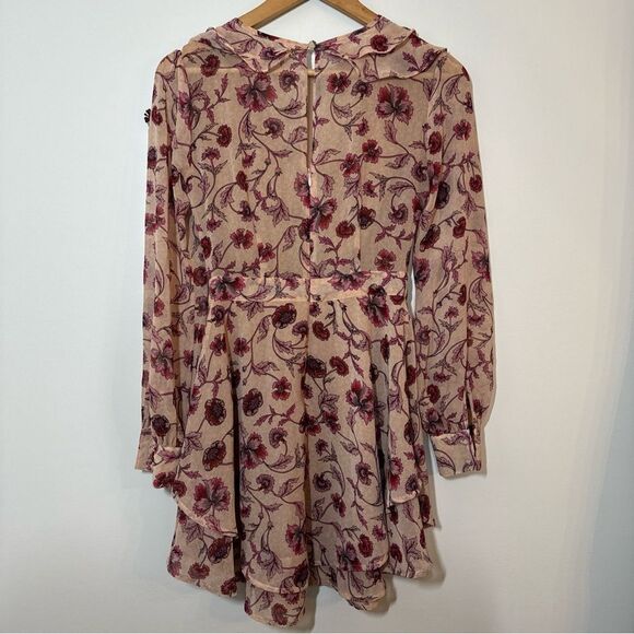 For Love & Lemons Agnes Floral Plunge Mini Dress in Soft Rose XS - Picture 3 of 13